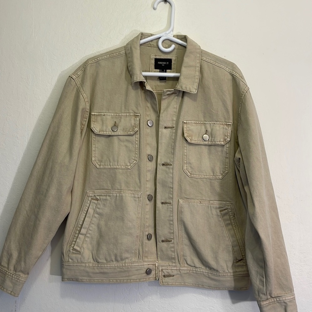 Forever 21 Jean Jacket Mens Medium Tan Color 10/10 condition. Never used